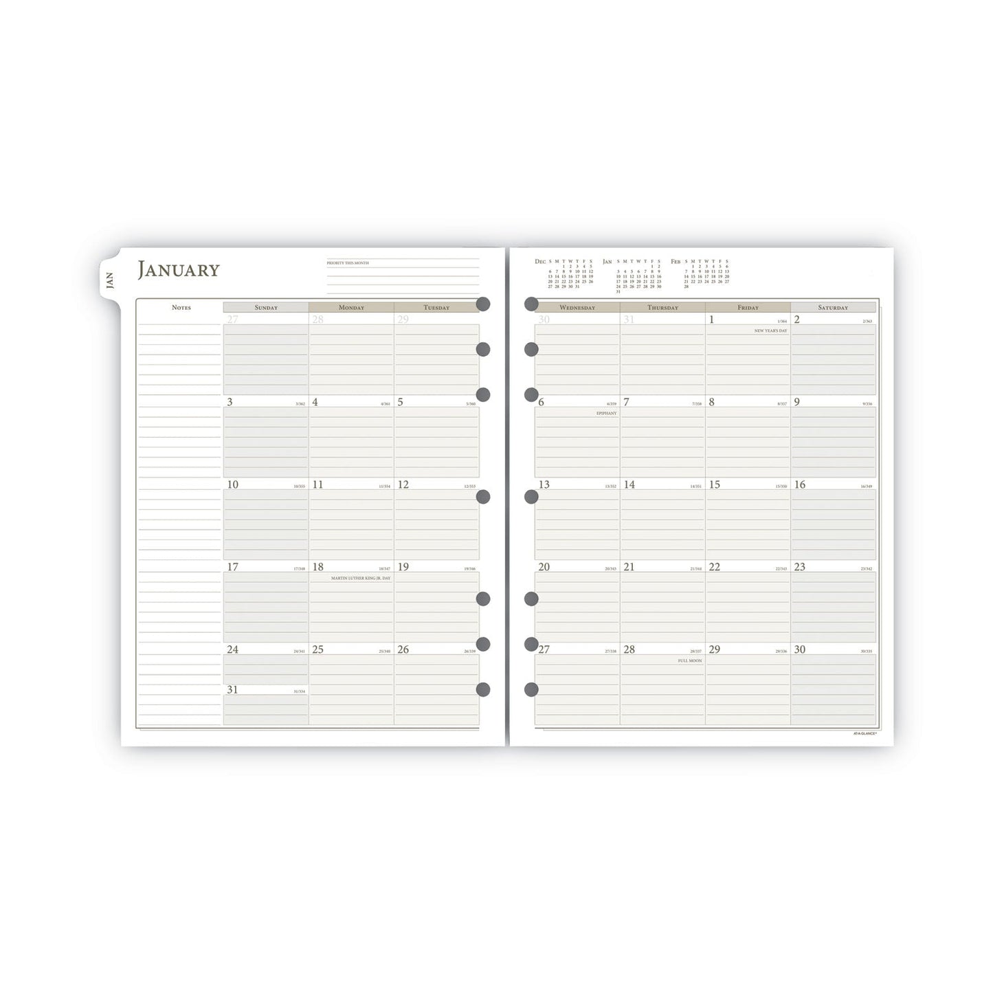 AT-A-GLANCE 2-Page-Per-Week Planner Refills, 11 x 8.5, White Sheets, 12-Month (Jan to Dec): 2023