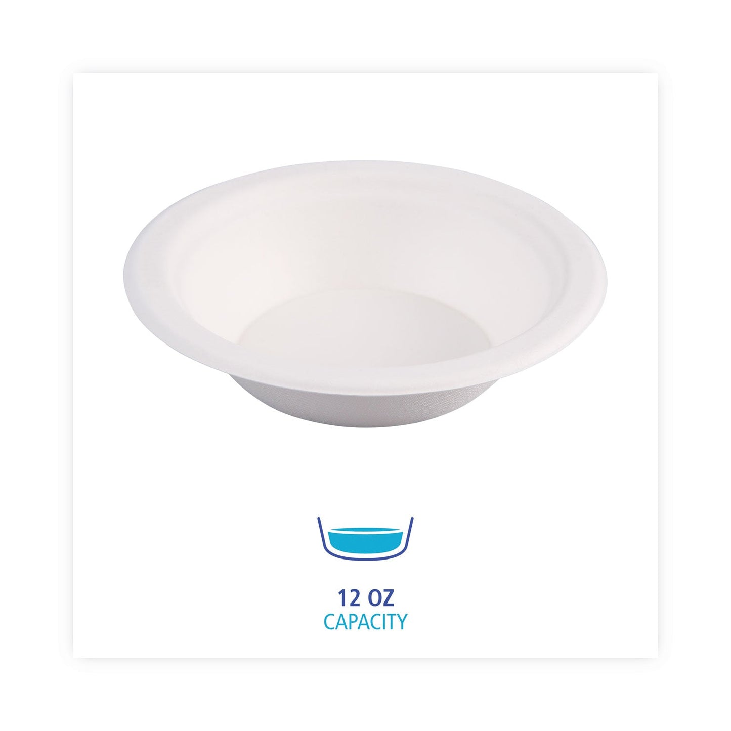 Boardwalk Bagasse Dinnerware, Bowl, 12 oz, White, 1,000/Carton