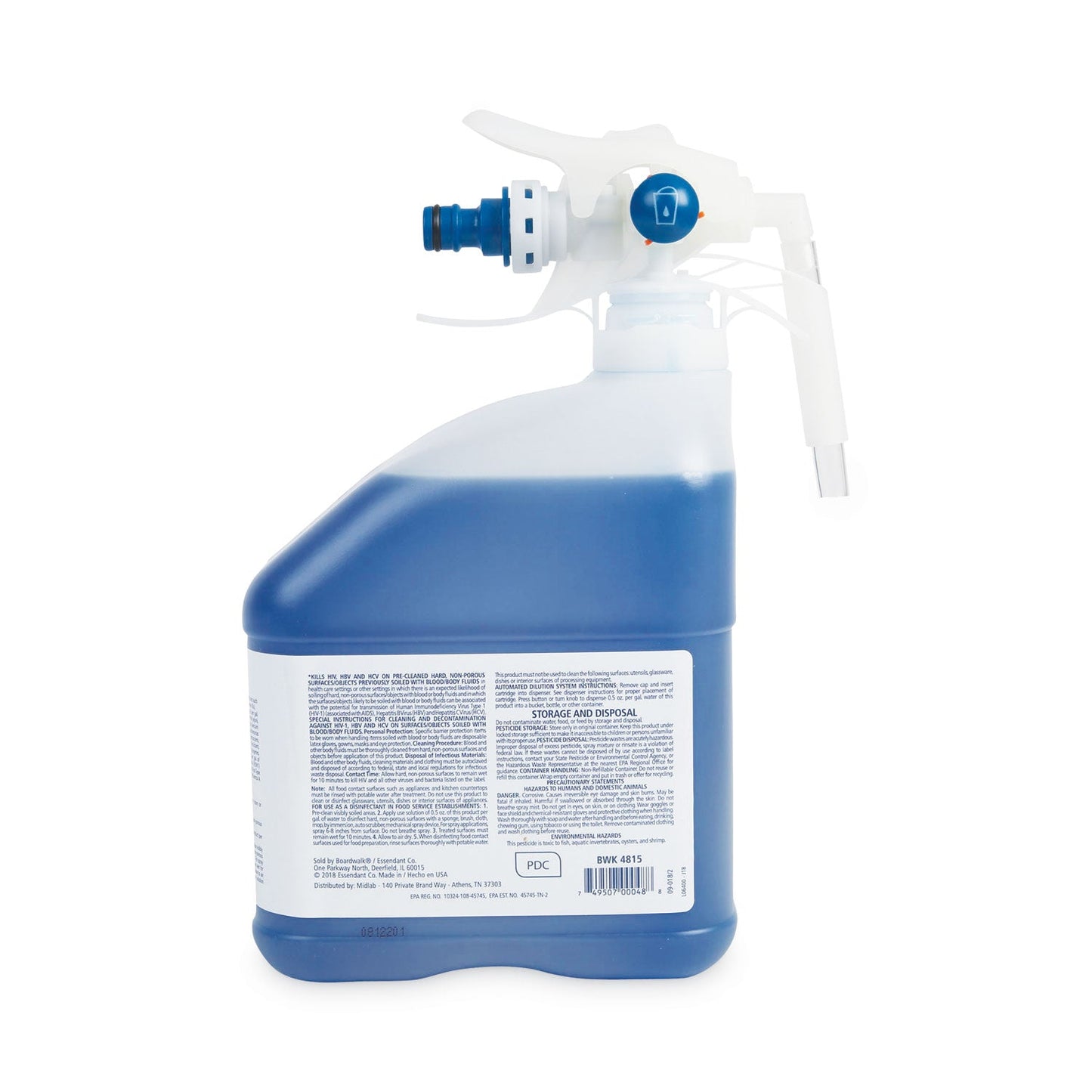 Boardwalk PDC Neutral Disinfectant, Floral Scent, 3 Liter Bottle, 2/Carton