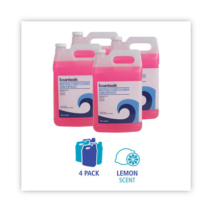 Boardwalk Neutral Floor Cleaner Concentrate, Lemon Scent, 1 gal Bottle, 4/Carton
