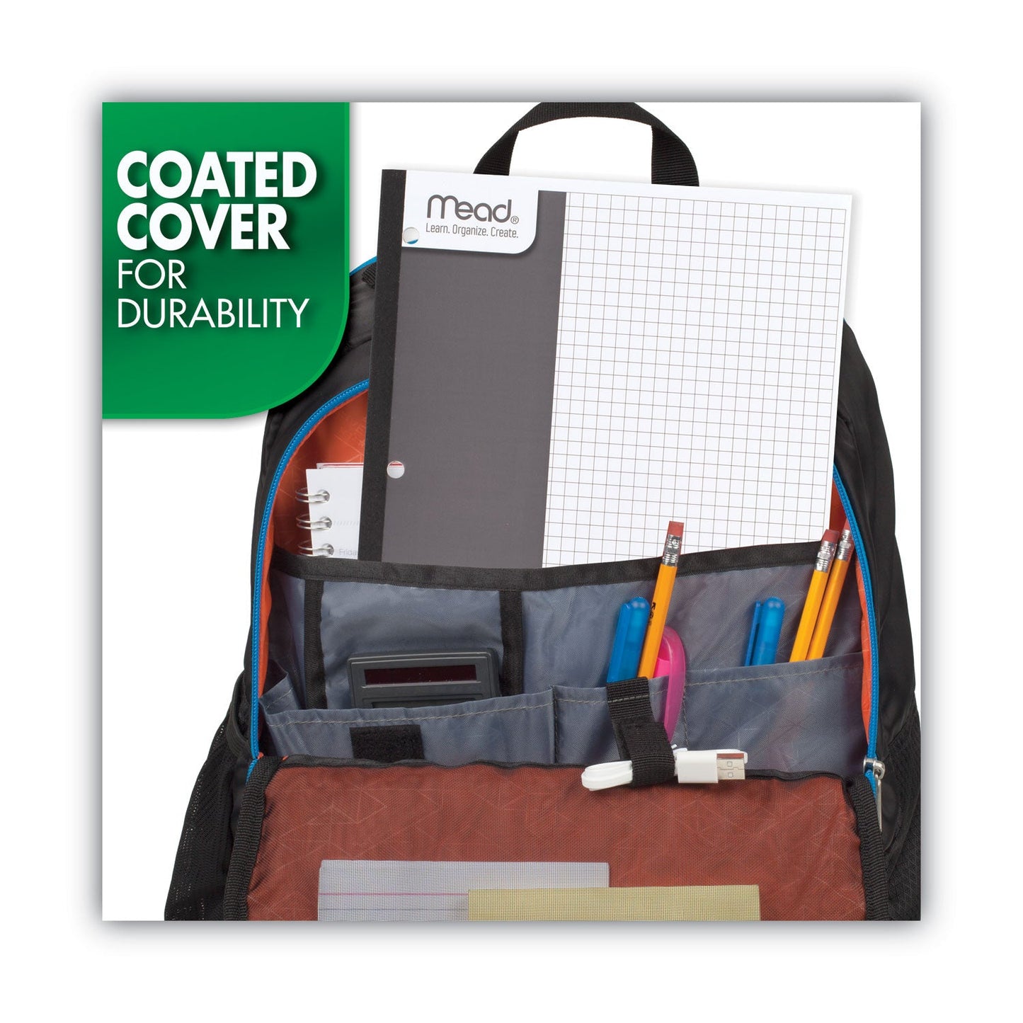 Mead Graph Paper Tablet, 3-Hole, 8.5 x 11, Quadrille: 4 sq/in, 20 Sheets/Pad, 12 Pads/Pack