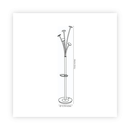 Alba Festival Coat Stand with Umbrella Holder, Five Knobs, 14w x 14d x 73.67h, Black