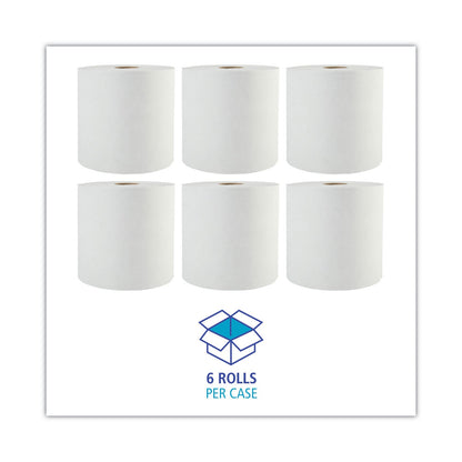 Boardwalk Green Universal Roll Towels, 1-Ply, 8" x 800 ft, Natural White, 6 Rolls/Carton
