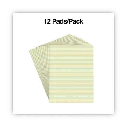 Universal Glue Top Pads, Narrow Rule, 50 Canary-Yellow 8.5 x 11 Sheets, Dozen