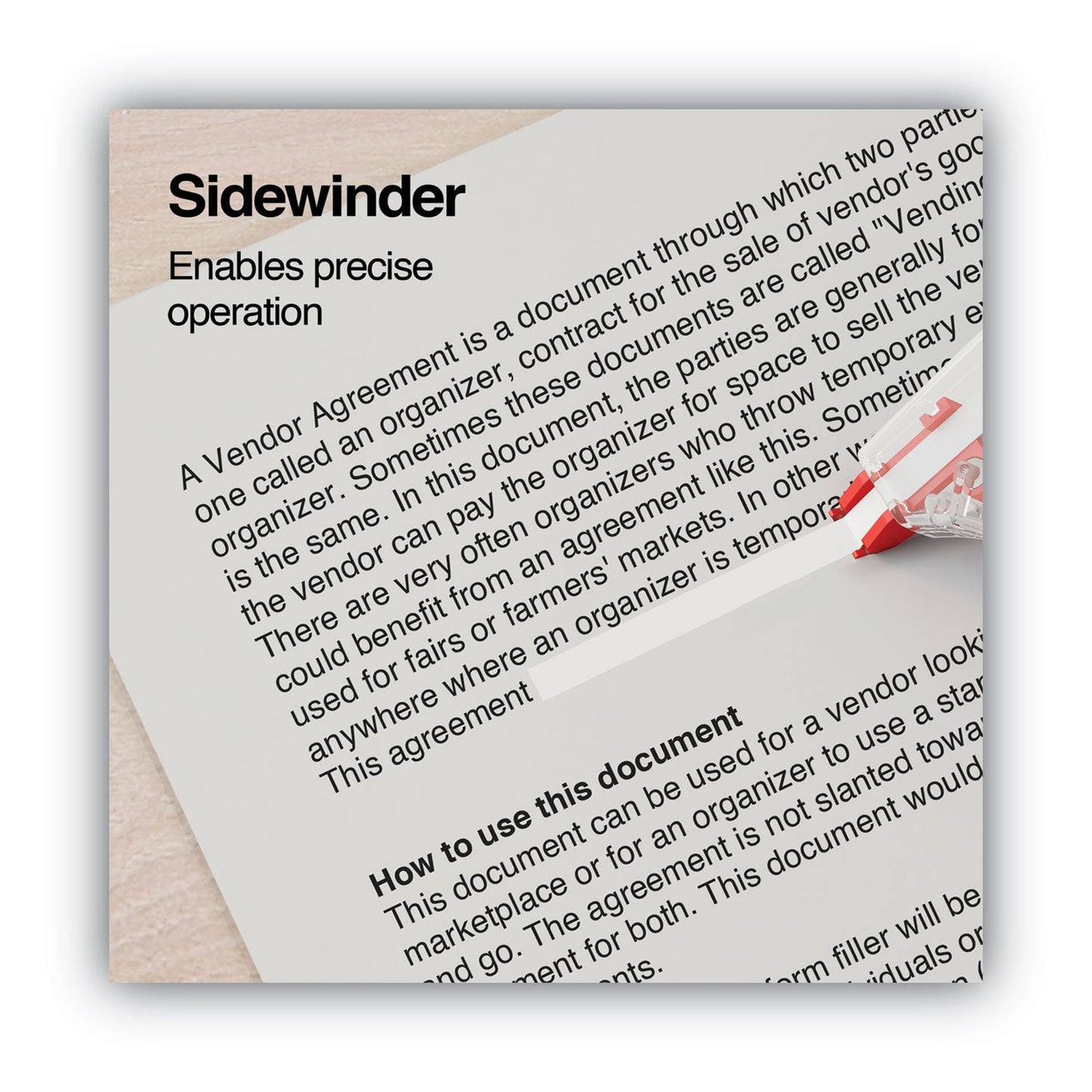 Universal Side-Application Correction Tape, Transparent Red Applicator, 0.2" x 393", 6/Pack