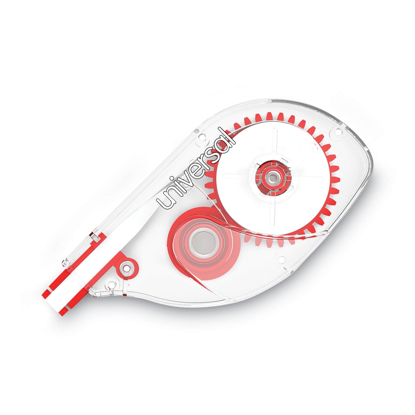 Universal Side-Application Correction Tape, Non-Refillable, Transparent Gray/Red Applicator,  0.2" x 393", 10/Pack