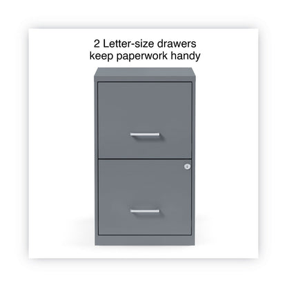 Alera Soho Vertical File Cabinet, 2 Drawers: File/File, Letter, Charcoal, 14" x 18" x 24.1"