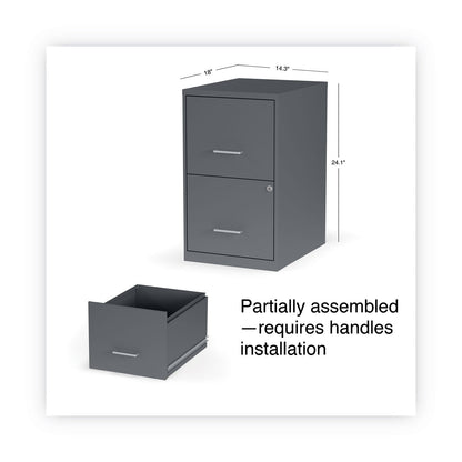 Alera Soho Vertical File Cabinet, 2 Drawers: File/File, Letter, Charcoal, 14" x 18" x 24.1"