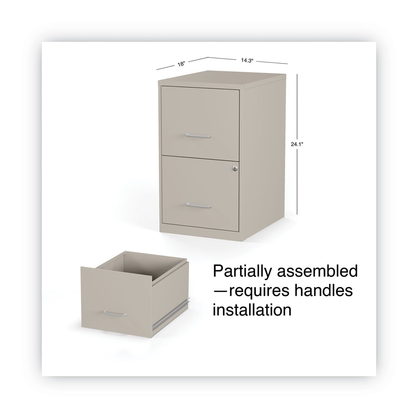Alera Soho Vertical File Cabinet, 2 Drawers: File/File, Letter, Putty, 14" x 18" x 24.1"