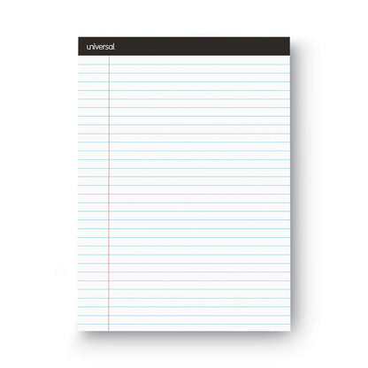 Universal Premium Ruled Writing Pads with Heavy-Duty Back, Wide/Legal Rule, Black Headband, 50 White 8.5 x 11 Sheets, 12/Pack