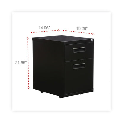 Alera File Pedestal, Left or Right, 2-Drawers: Box/File, Legal/Letter, Black, 14.96" x 19.29" x 21.65"