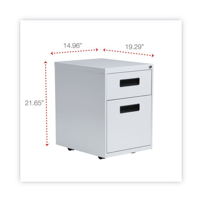 Alera File Pedestal, Left or Right, 2-Drawers: Box/File, Legal/Letter, Light Gray, 14.96" x 19.29" x 21.65"