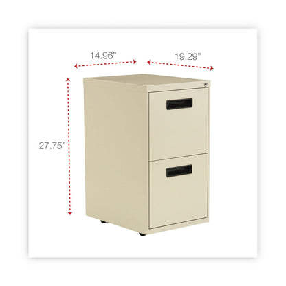 Alera File Pedestal, Left or Right, 2 Legal/Letter-Size File Drawers, Putty, 14.96" x 19.29" x 27.75"