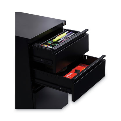 Alera File Pedestal with Full-Length Pull, Left or Right, 3-Drawers: Box/Box/File, Legal/Letter, Black, 14.96" x 19.29" x 27.75"