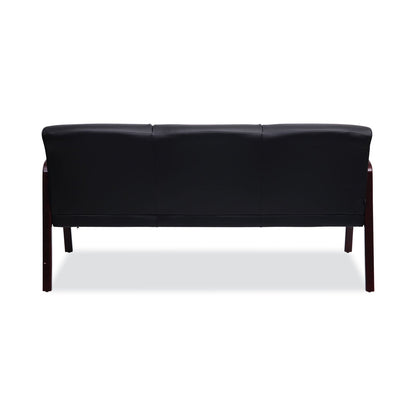 Alera Reception Lounge WL 3-Seat Sofa, 65.75w x 26d.13 x 33h, Black/Mahogany
