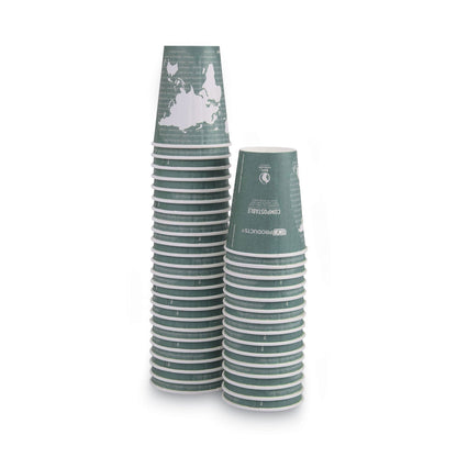 Eco-Products World Art Renewable and Compostable Insulated Hot Cups, PLA, 12 oz, 40/Packs, 15 Packs/Carton