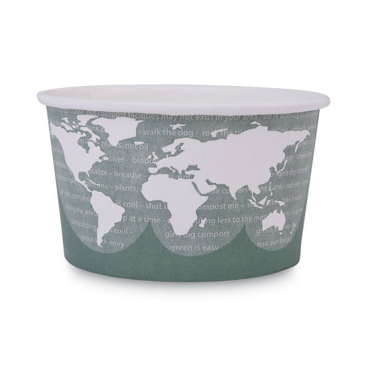 Eco-Products World Art Renewable and Compostable Food Container, 12 oz, 4.05 Diameter x 2.5 h, Green, Paper, 25/Pack, 20 Packs/Carton