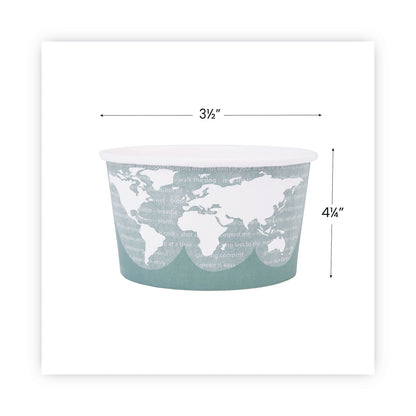 Eco-Products World Art Renewable and Compostable Food Container, 12 oz, 4.05 Diameter x 2.5 h, Green, Paper, 25/Pack, 20 Packs/Carton