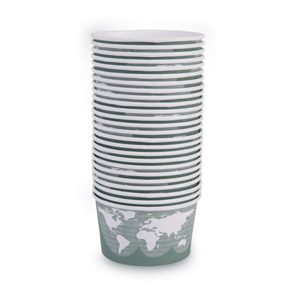 Eco-Products World Art Renewable and Compostable Food Container, 12 oz, 4.05 Diameter x 2.5 h, Green, Paper, 25/Pack, 20 Packs/Carton
