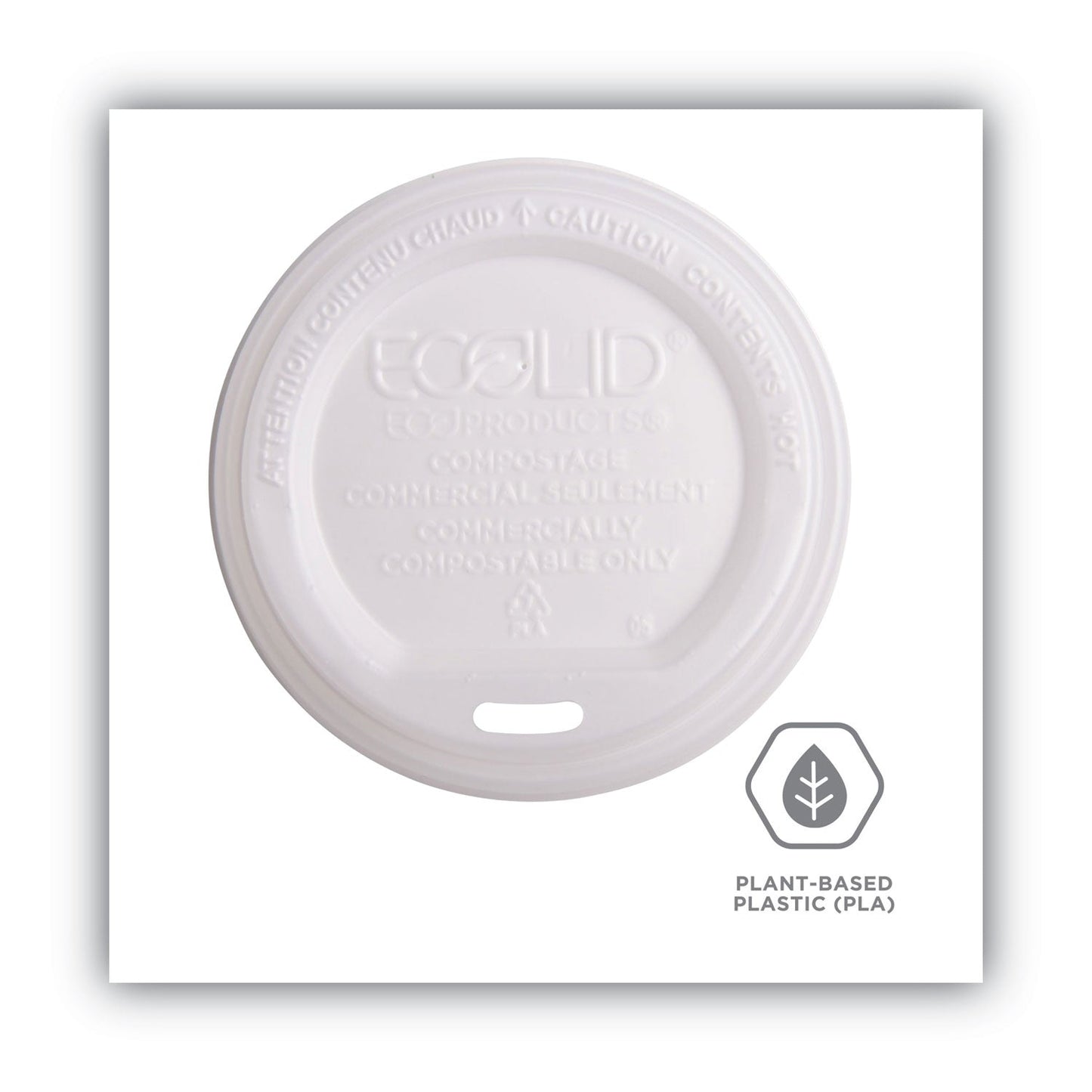 Eco-Products EcoLid Renewable/Compostable Hot Cup Lid, PLA, Fits 10 oz to 20 oz Hot Cups, 50/Pack, 16 Packs/Carton