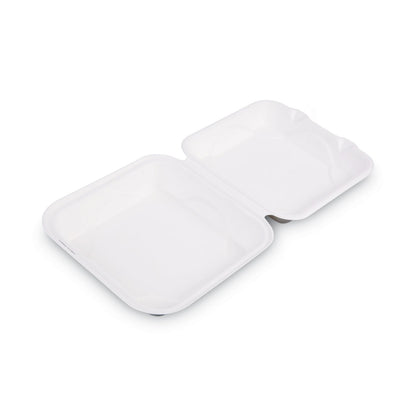 Eco-Products Renewable and Compostable Sugarcane Clamshells, 9 x 9 x 3, White, 50/Pack, 4 Packs/Carton