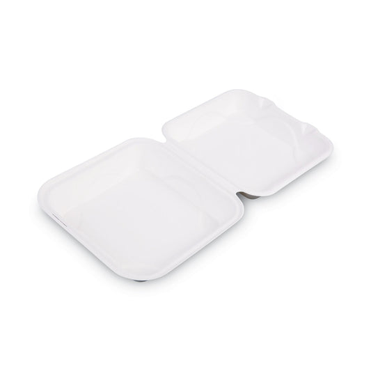 Eco-Products Renewable and Compostable Sugarcane Clamshells, 9 x 9 x 3, White, 50/Pack, 4 Packs/Carton
