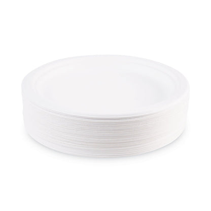 Eco-Products Renewable and Compostable Sugarcane Plates, 9" dia, Natural White, 50/Packs
