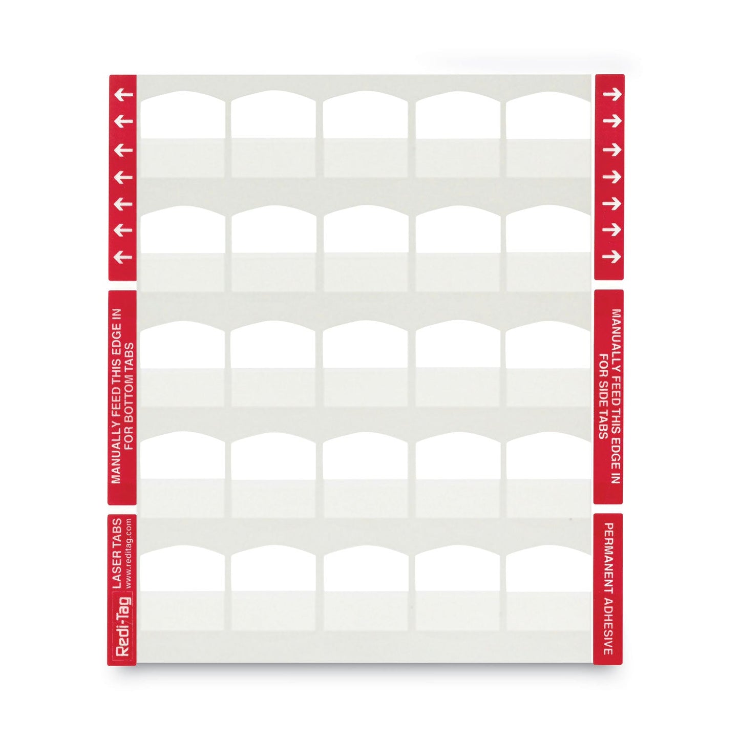 Redi-Tag Laser Printable Index Tabs, 1/5-Cut, White, 1.13" Wide, 100/Pack