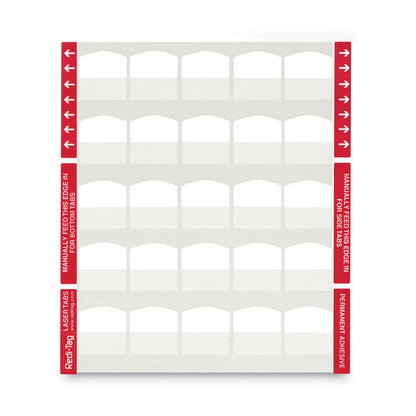 Redi-Tag Laser Printable Index Tabs, 1/5-Cut, White, 1.13" Wide, 100/Pack