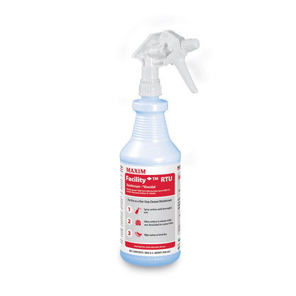 Maxim Facility+ RTU Disinfectant, Safe-to-Ship, Unscented, 32 oz, 6/Carton