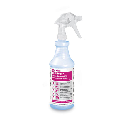 Maxim Bulldozer Cleaner/Degreaser RTU, Safe-to-Ship, Lemon Scent, 32 oz, 6/Carton
