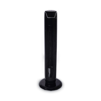 Alera 36" 3-Speed Oscillating Tower Fan with Remote Control, Plastic, Black