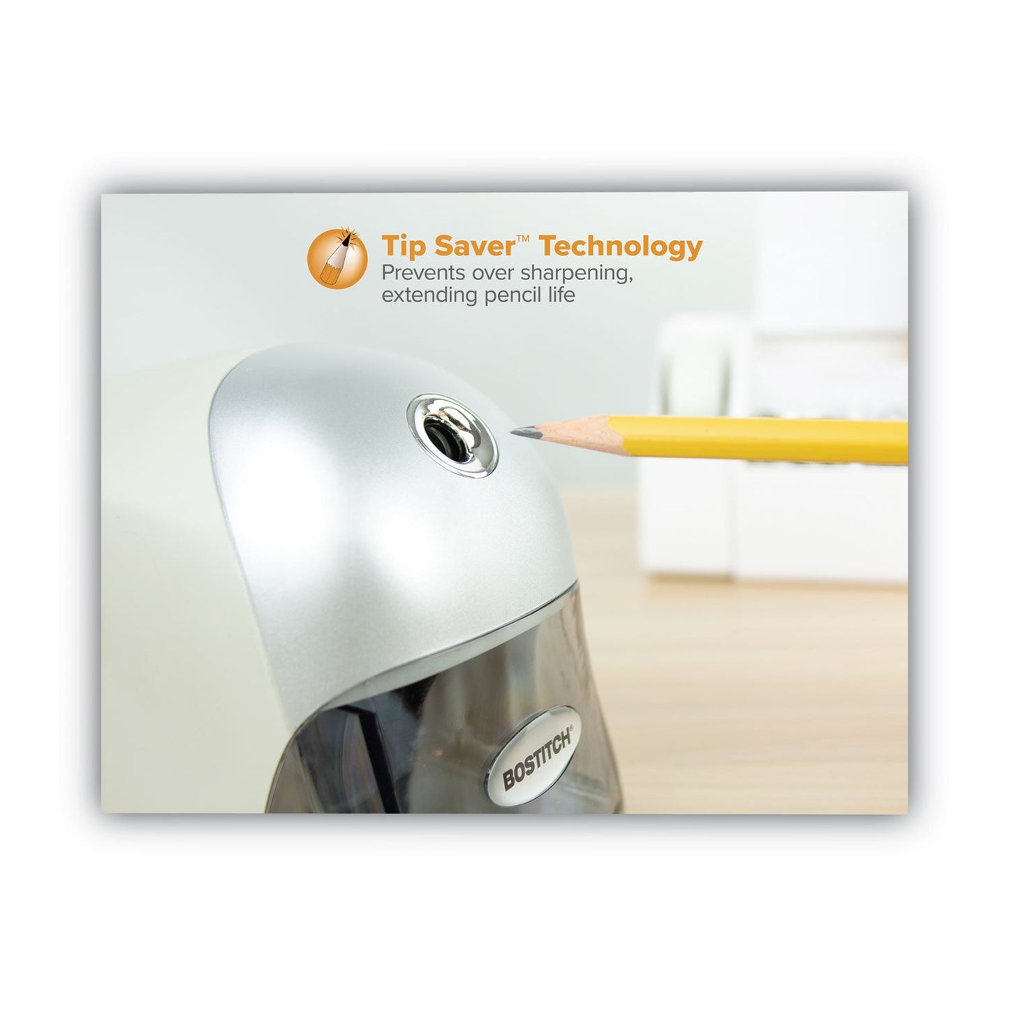 Bostitch QuietSharp Executive Electric Pencil Sharpener, AC-Powered, 4 x 7.5 x 5, Gray