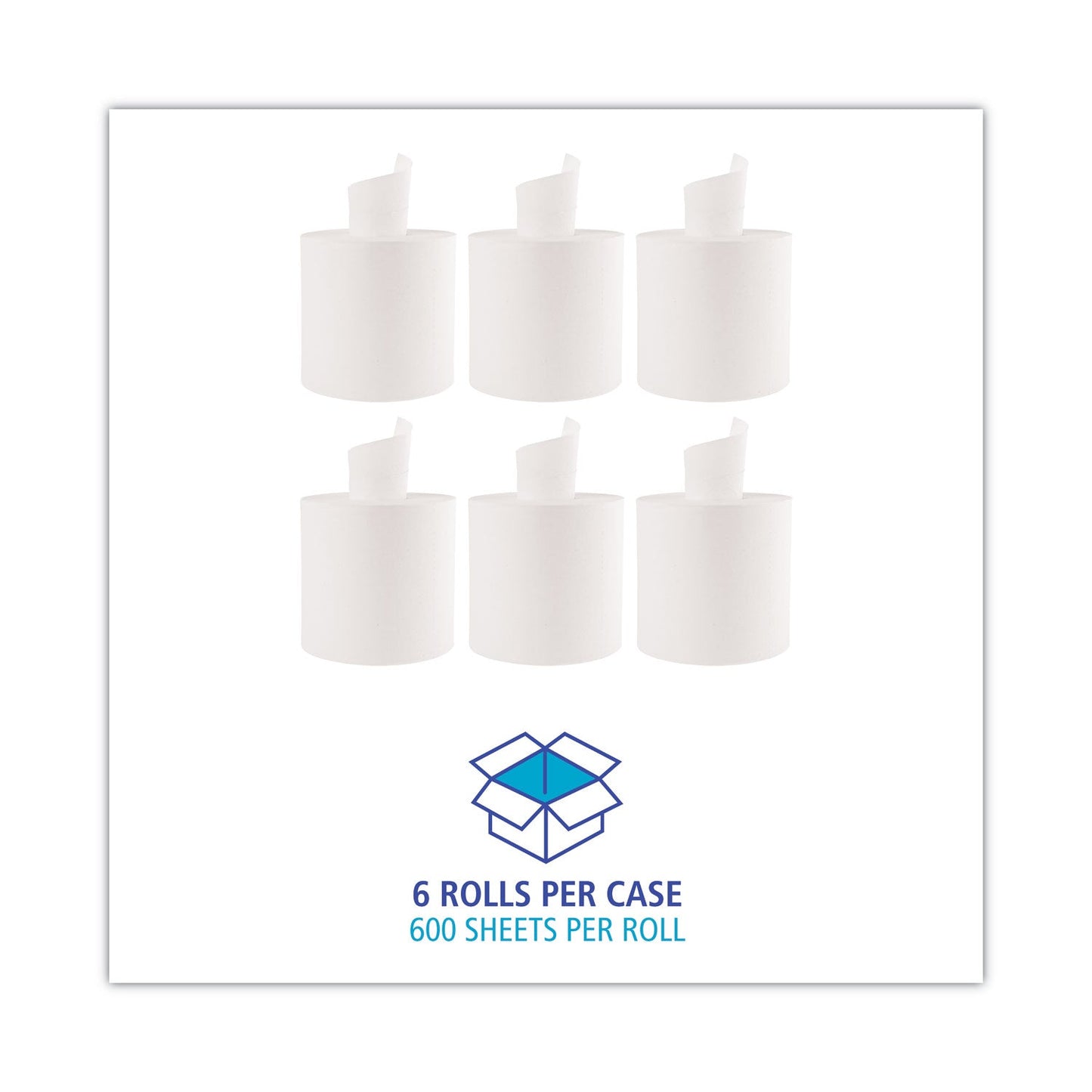 Boardwalk Center-Pull Roll Towels, 2-Ply, 10"w, White, 600/Roll, 6/Carton