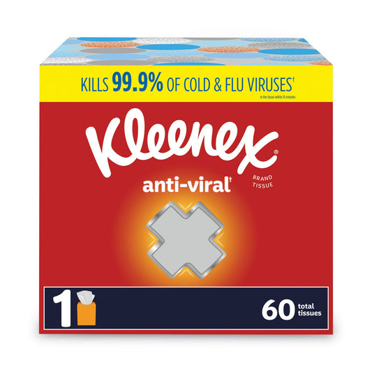 Kleenex Anti-Viral Facial Tissue, 3-Ply, White, 60 Sheets/Box, 27 Boxes/Carton