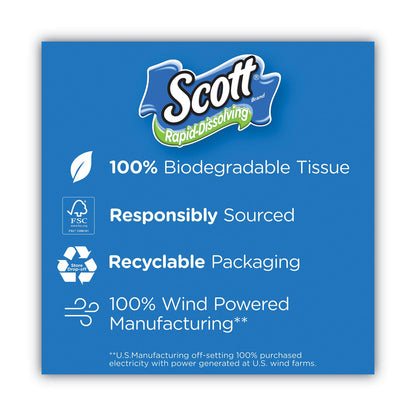 Scott Rapid-Dissolving Toilet Paper, Bath Tissue, Septic Safe, 1-Ply, White, 231 Sheets/Roll, 4/Rolls/Pack, 12 Packs/Carton
