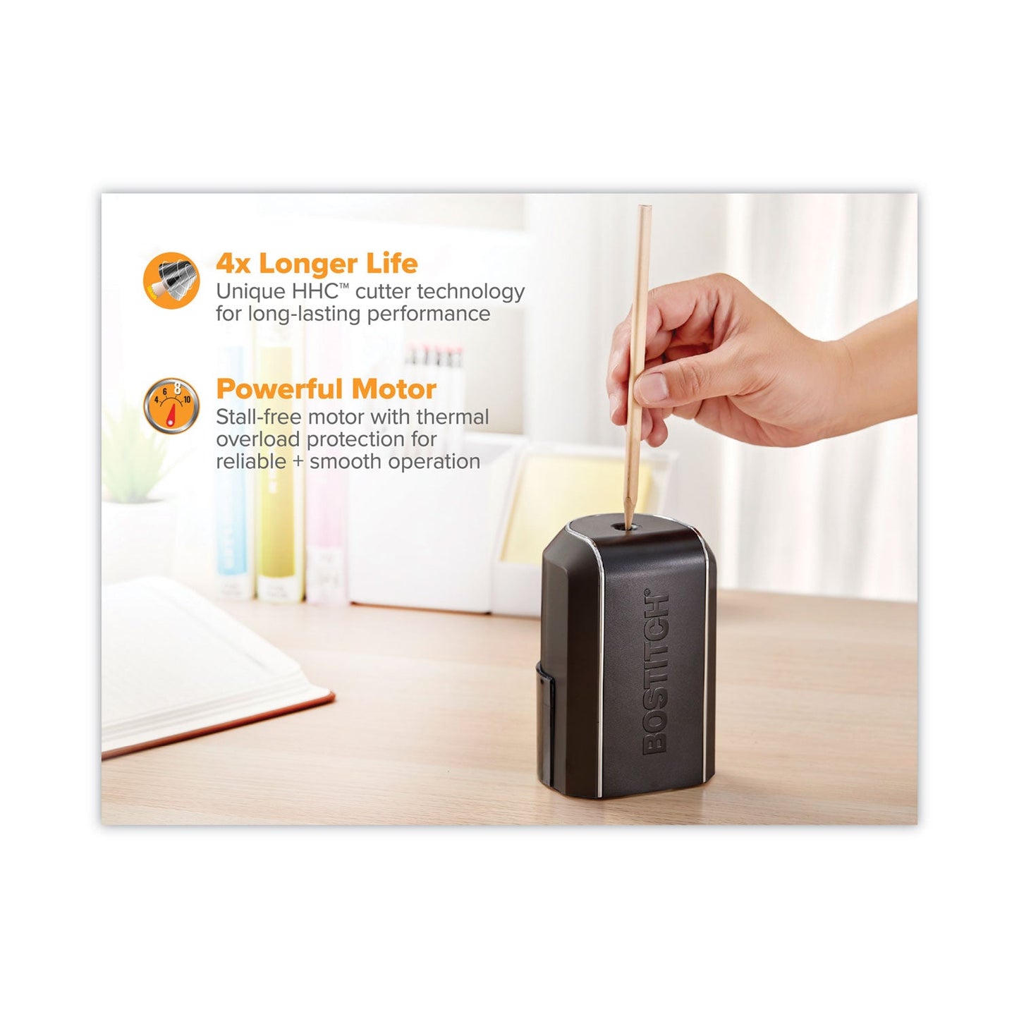 Bostitch Vertical Electric Pencil Sharpener, AC-Powered, 4.5 x 3.75 x 5.5, Black