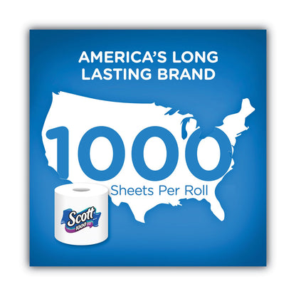 Scott Toilet Paper, Septic Safe, 1-Ply, White, 1,000 Sheets/Roll, 12 Rolls/Pack, 4 Pack/Carton
