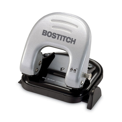 Bostitch 20-Sheet EZ Squeeze Two-Hole Punch, 9/32" Holes, Black/Silver