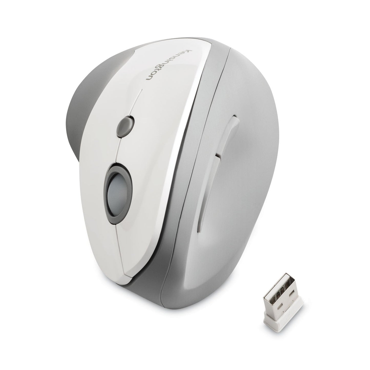 Kensington Pro Fit Ergo Vertical Wireless Mouse, 2.4 GHz Frequency/65.62 ft Wireless Range, Right Hand Use, Gray