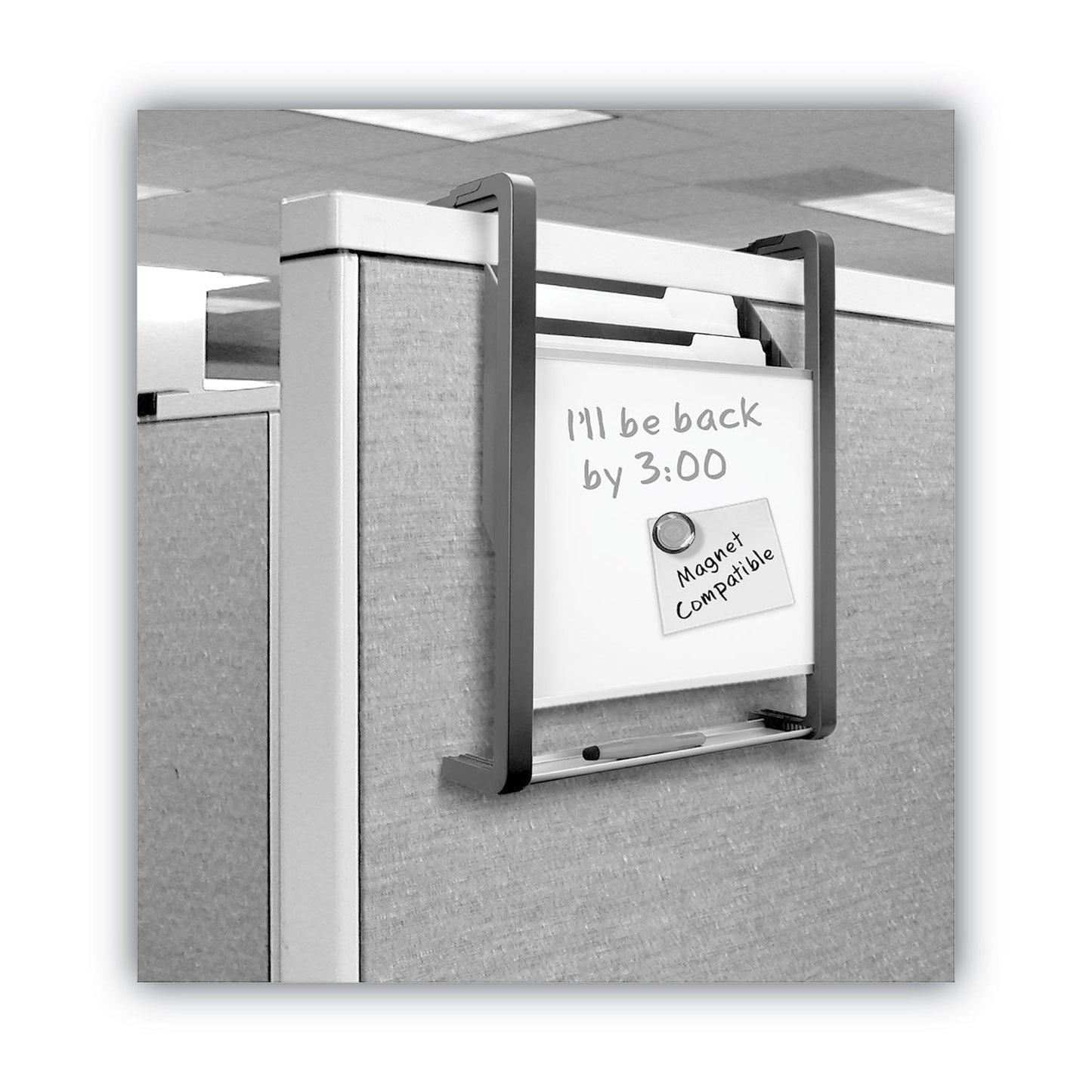 Quartet Hanging File Pocket with Dry Erase Board, 3 Sections, Letter Size, 15" x 4", x 20", Black