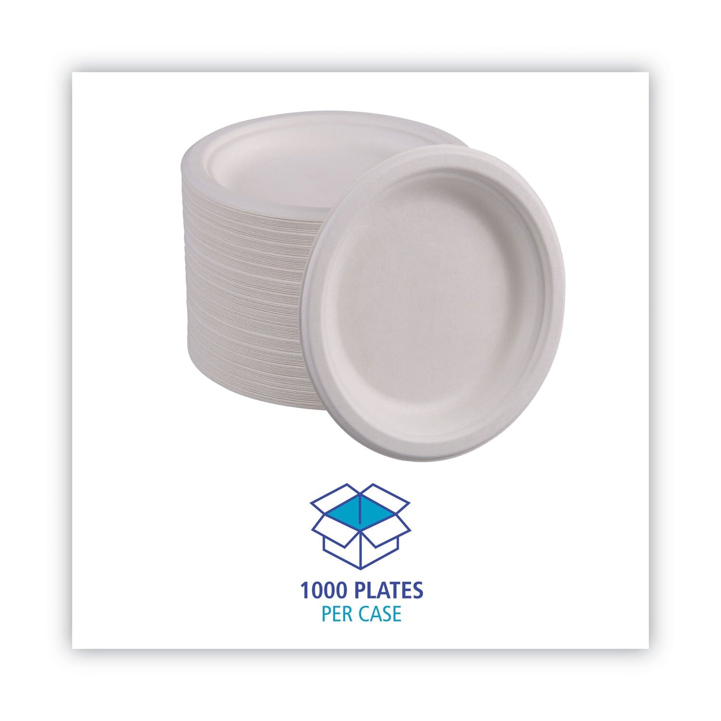 Boardwalk Bagasse Dinnerware, Plate, 6" dia, White, 1,000/Carton