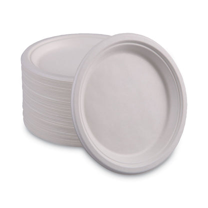 Boardwalk Bagasse Dinnerware, Plate, 10" dia, White, 500/Carton