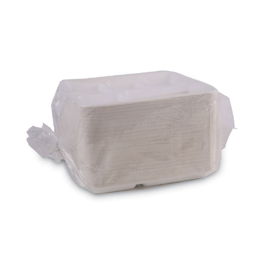Boardwalk Bagasse Dinnerware, 5-Compartment Tray, 10 x 8, White, 500/Carton