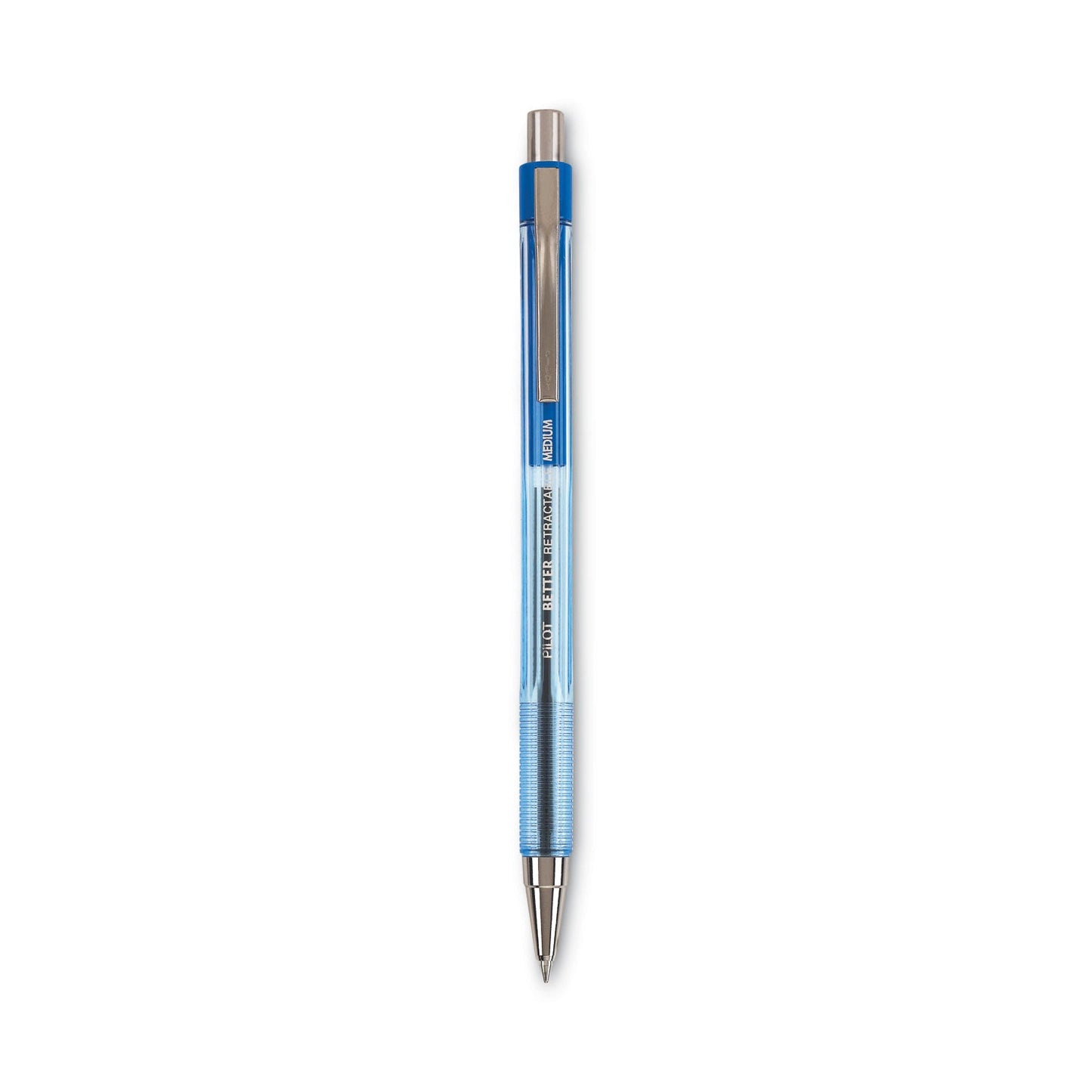 Pilot Better Ballpoint Pen, Retractable, Medium 1 mm, Blue Ink, Translucent Blue Barrel, Dozen
