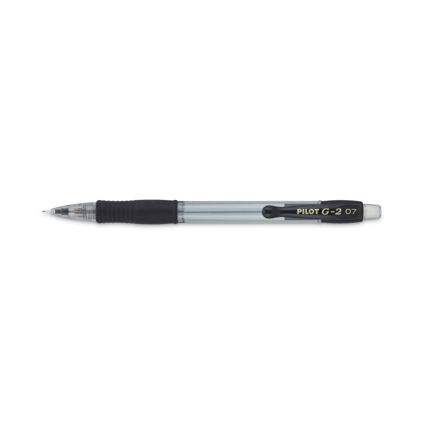 Pilot G2 Mechanical Pencil, 0.7 mm, HB (#2.5), Black Lead, Clear/Black Accents Barrel, Dozen