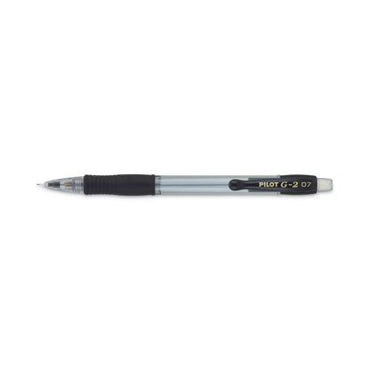 Pilot G2 Mechanical Pencil, 0.7 mm, HB (#2.5), Black Lead, Clear/Black Accents Barrel, Dozen