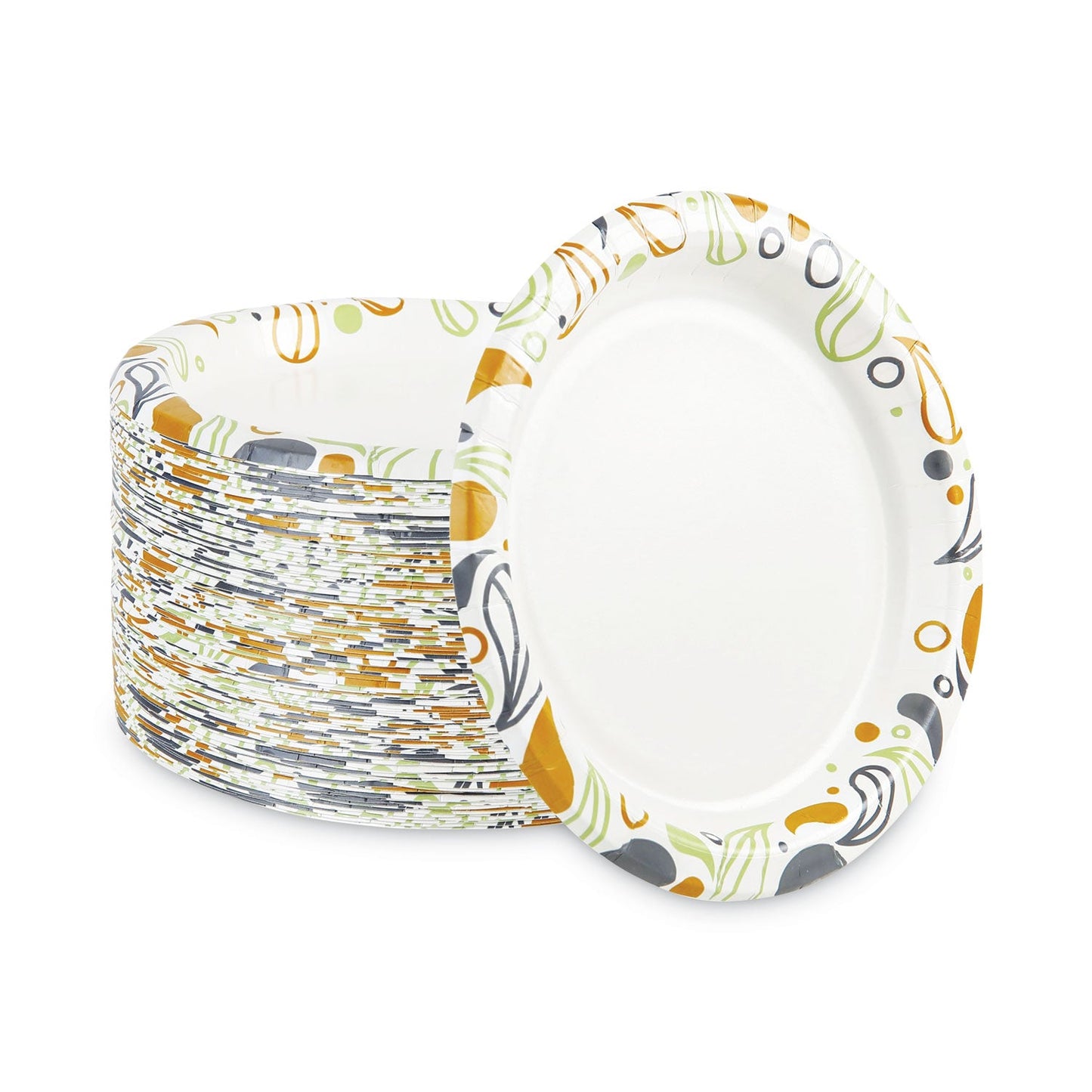 Boardwalk Deerfield Printed Paper Plates, 9" dia, Coated/Soak Proof, Multicolor, 125/Pack, 8 Packs/Carton