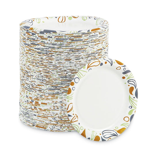 Boardwalk Deerfield Printed Paper Plates, 6" Dia, Coated/Soak Proof, Multicolor, 250/Pack, 4 Packs/Carton