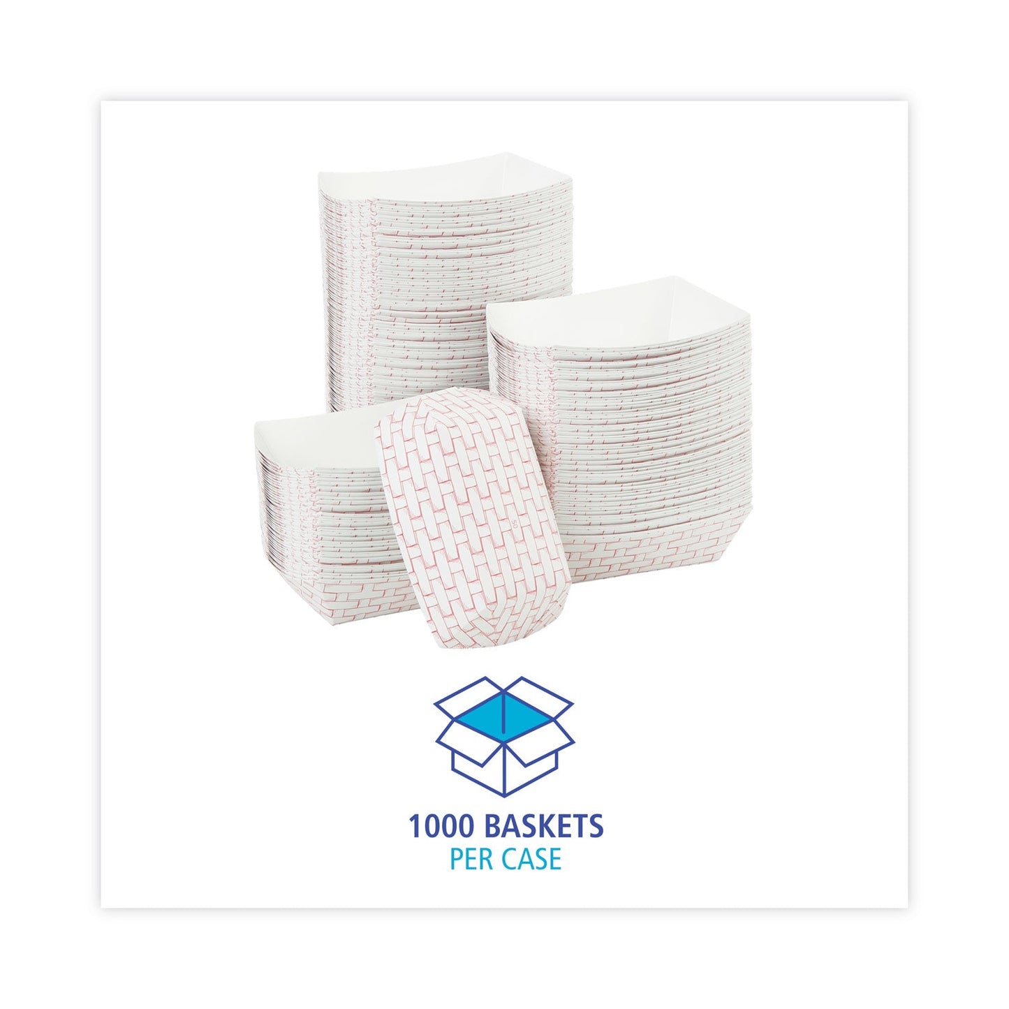 Boardwalk Paper Food Baskets, 0.5 lb Capacity, Red/White, 1,000/Carton